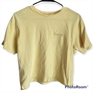 J Galt Boxy Tee Womens One Size Yellow Casual Cute Simple Graphic